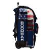 Boombah Superpack Hybrid Rolling Bat Bag: USA Old Glory Navy, Red & White. Baseball Softball Bag with Wheels Holds 4 Bats, Ventilated Shoe Compartment, Telescopic Handle, Rolling & Backpack Version view 2