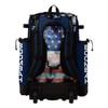 Boombah Superpack Hybrid Rolling Bat Bag: USA Old Glory Navy, Red & White. Baseball Softball Bag with Wheels Holds 4 Bats, Ventilated Shoe Compartment, Telescopic Handle, Rolling & Backpack Version view 3