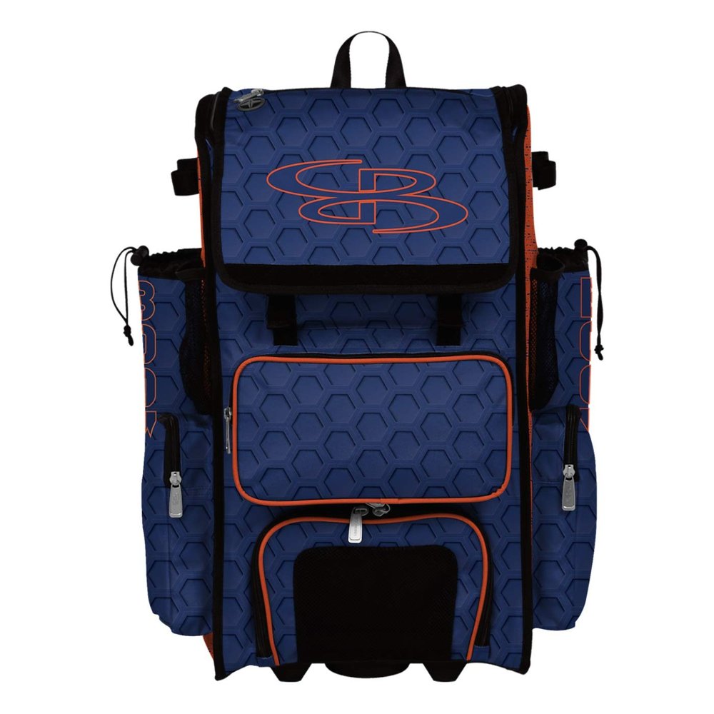 Boombah Superpack Hybrid Rolling Bat Bag - 3DHC Royal/Orange - Wheeled & Backpack Version