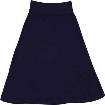 BGDK Girls' Knee Length Light Weight strecthy Thin Ribbed A-Line Skirt, Waistband Navy Large