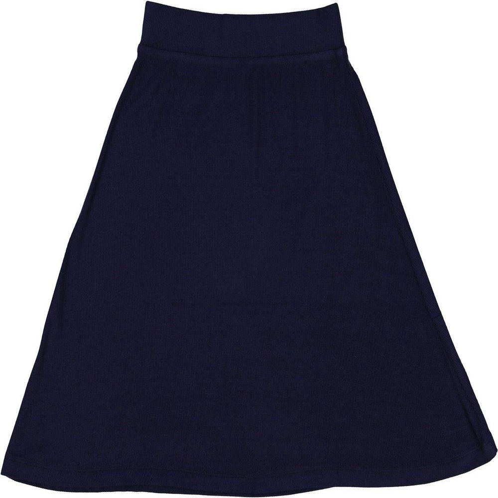 BGDK Girls' Knee Length Light Weight strecthy Thin Ribbed A-Line Skirt, Waistband Navy Large