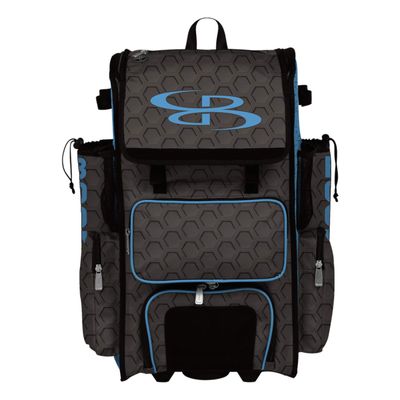 Boombah Superpack Hybrid Rolling Bat Bag - 3DHC Dark Charcoal/Columbia - Wheeled & Backpack Version