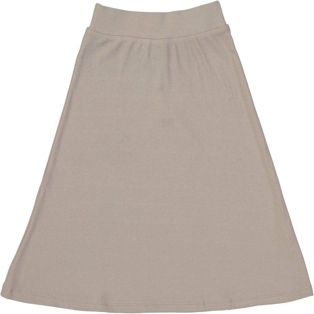 BGDK Girls' Knee Length Light Weight strecthy Thin Ribbed A-Line Skirt, Waistband Light Mink