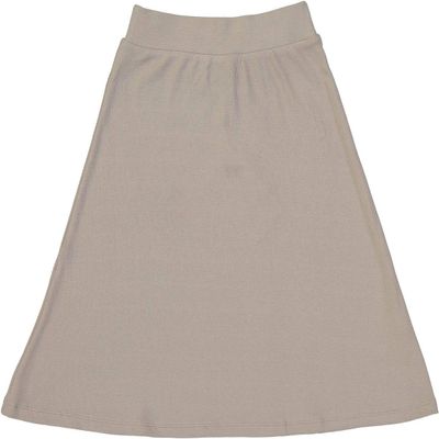 BGDK Girls' Knee Length Light Weight strecthy Thin Ribbed A-Line Skirt, Waistband Light Mink