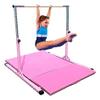 Pro-Gymnastics Adjustable Gymnastics Kip Bar Horizontal Bar - 6 FT x 4 FT Gym Tumble Mat - Junior Gymnastics Expandable Training Bar Height Adjustable Up to 5 FT - 13 Levels (Pink) view 1
