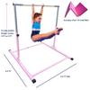 Pro-Gymnastics Adjustable Gymnastics Kip Bar Horizontal Bar - 6 FT x 4 FT Gym Tumble Mat - Junior Gymnastics Expandable Training Bar Height Adjustable Up to 5 FT - 13 Levels (Pink) view 2