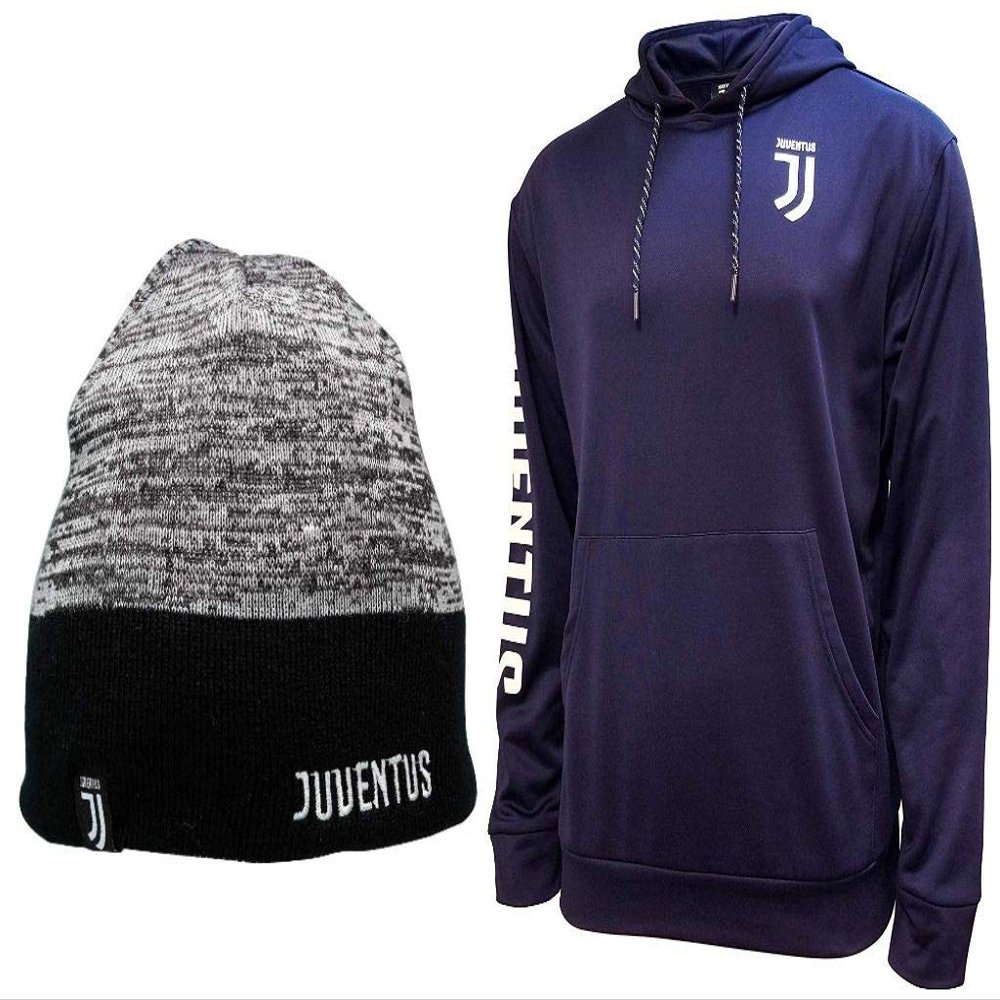 Icon Sports Compatible with Juventus Soccer Hoodie and Beanie Combo 04-1