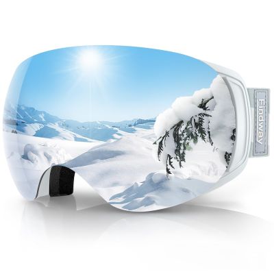 findway Ski Goggles for Men and Women - 100% UV Protection, OTG Snowboard Goggles Magnet Interchangeable Lens