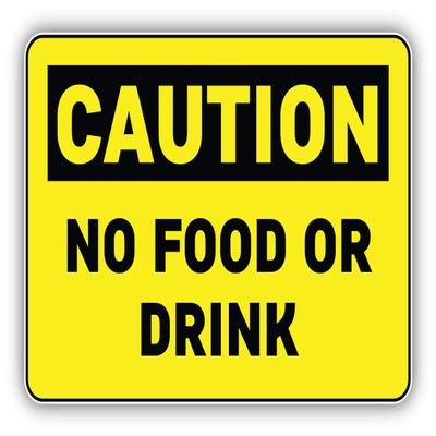 Caution No Food Or Drink Vinyl Sticker Decal