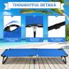 Goplus Folding Camping Cot, Heavy Duty Collapsible Foldable Camping Bed for Adults Kids with Non-Slip Foot Pad, Indoor Outdoor Portable Sleeping Cot for Hiking, Camping, Fishing (Blue) view 2