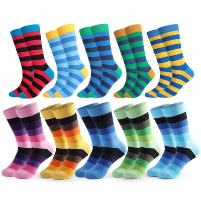 HHX YONLEE Mens Dress Socks Happy Colorful Patterned 10 Pairs Fun Socks Size 10-13