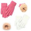 Winter Gloves for Boys Girls - Kids Warm Knit Thermal Cable Knitted Gloves White Pink Wool Fleece Lined Mittens for Cold Weather view 1