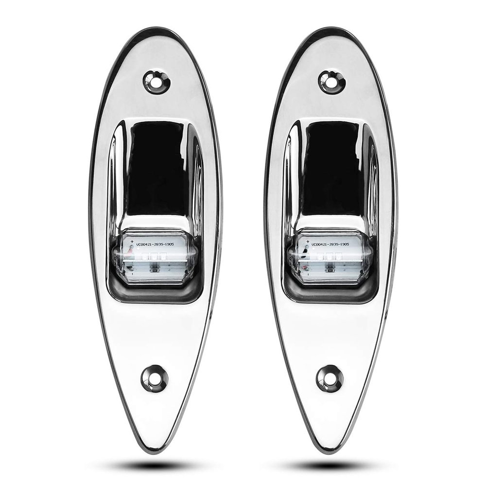 TIKSCIENCE Boat Navigation Lights 12V Waterproof LED Flush Mount Marine LED Boat Lights Shark Eye Teardrop Lights Red and Green Side LED Bow Light for Pontoon Skiff Fishing Boats