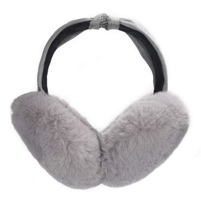 ZLYC Womens Winter Outdoor Faux Fur Cold Weather EarMuffs Foldable Big Ear Warmers (Bowknot Gray)