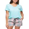 U.S. Polo Assn. Summer Pajamas for Women 2 Piece with T-Shirt and Shorts - Summer PJs for Women Set Plus Size (Mint W/Pockets, 3X) view 1