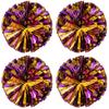 Ueerdand Pack of 4 Cheerleading Pom Poms Foil Plastic Metallic Cheerleader Pom Poms for Cheer Sport Kids Adults Team Spirit Cheering (Purple/Gold) view 1