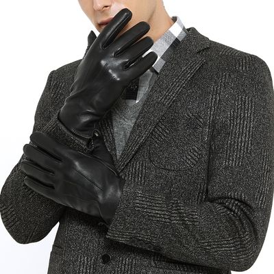 ZLUXURQ Luxury Mens Leather Gloves Cashmere Lined-Soft Comfortable Lambskin