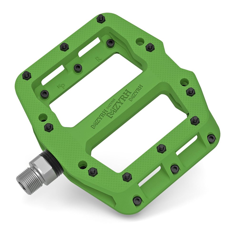 MZYRH Mountain Bike Pedal 9/16" 3 Sealed Bearings Lightweight Non-Slip Nylon Fiber Bicycle Platform Pedals for Road BMX MTB (Green 3-Bearings)