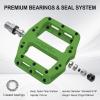 MZYRH Mountain Bike Pedal 9/16" 3 Sealed Bearings Lightweight Non-Slip Nylon Fiber Bicycle Platform Pedals for Road BMX MTB (Green 3-Bearings) view 4