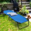 Giantex Folding Camping Cot for Adults, Portable Sleeping Cot Bed with 600D Oxford Fabric, Heavy Duty Frame, 350Lbs Capacity, 1-Step Use, Outdoor Lounge Chair for Sleepover Hiking, Home & Office, Blue view 2