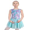 EQSJIU Toddlers Leotards for Gymnastics Dance Skirted 3t 4t Dresses Ballet Dress Bodysuits Mermaid Print view 2