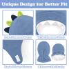Baby Boy Sherpa Hats and Mittens Set Toddler Gloves Warm Fleece Winter Hat Baby Girl Dinosaur Blue 12-24 Months view 2