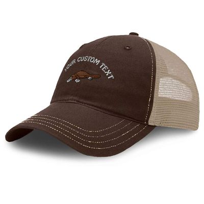 Custom Baseball Cap Animal Wildlife Sea Ocean Life Platypus Cotton Soft Mesh Snapback Brown Khaki Personalized Text Here