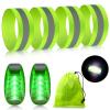 Sumind Reflective Running Gear Set Include 2 Pieces LED Safety Lights and 4 Reflective Bands for Wrist Arm Ankle Leg Straps Tape High Visibility Bands Strobe Running Light for Woman Men view 1
