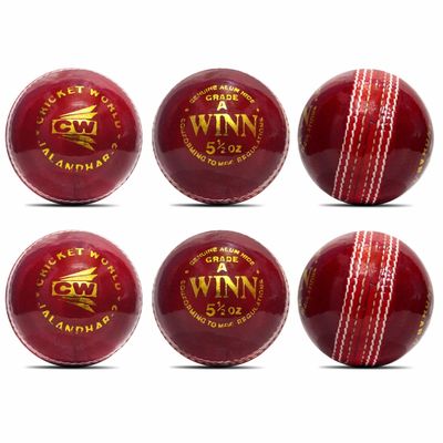 CW Winn Red Cricket Ball 4 Piece Club Match Ball Professional Cricket Leather Ball Water Proof Pack of 12
