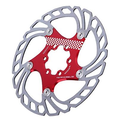 Mountain Bike Brake Disc, Floating Design Reduces Noise, 203mm Brake Rotor 6 Bolt in Red Silver for Trail Riders Cyclists Off-Road Commuters