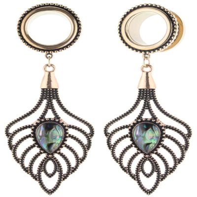 00g 10mm Rose Gold 316L Surgical Steel Dangle Ear Gauges Piercing Tunnels Plugs Statement Earrings Stretching Kit