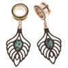 00g 10mm Rose Gold 316L Surgical Steel Dangle Ear Gauges Piercing Tunnels Plugs Statement Earrings Stretching Kit view 2