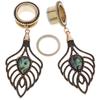 00g 10mm Rose Gold 316L Surgical Steel Dangle Ear Gauges Piercing Tunnels Plugs Statement Earrings Stretching Kit view 3