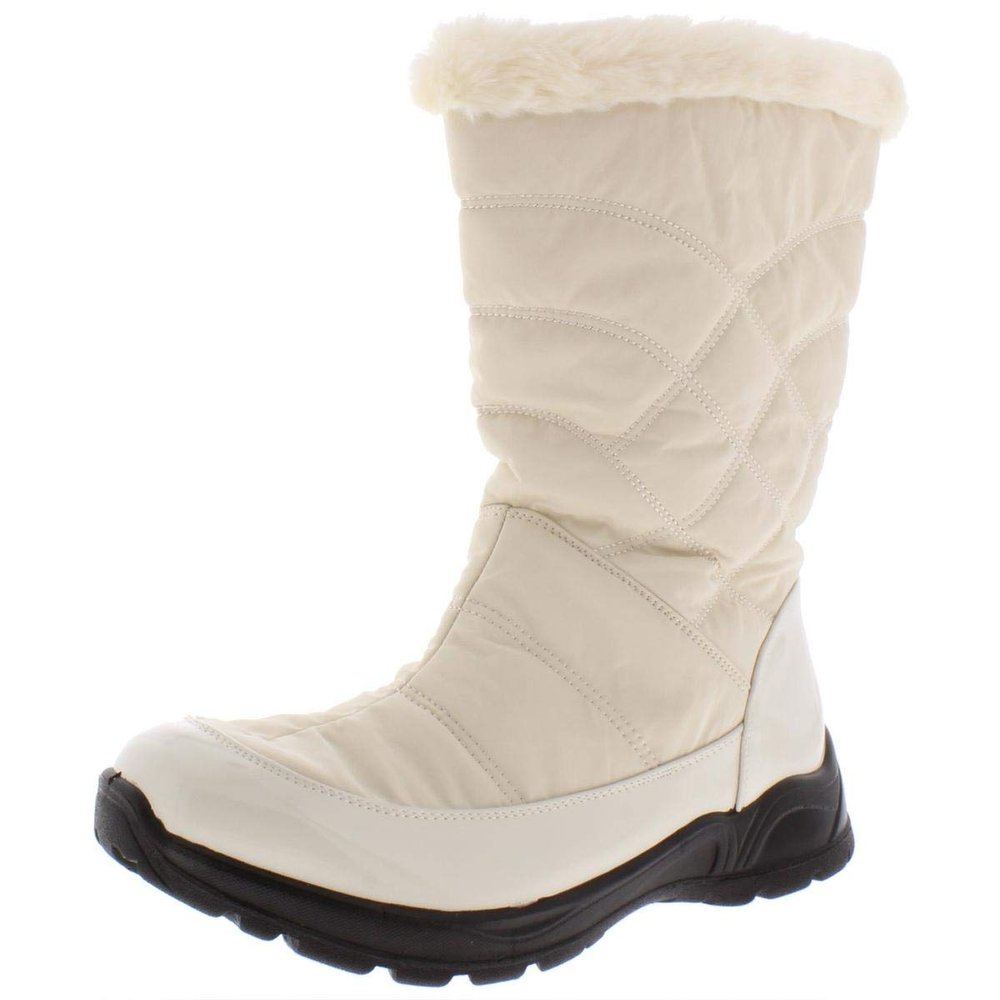 Easy Street Womens Cuddle Quilted Faux Fur Winter Boots Ivory 11 Medium (B,M)