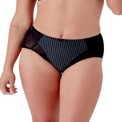Berlei Women's Beauty Stripe Deep Brief, Black (Black/Grey), Small