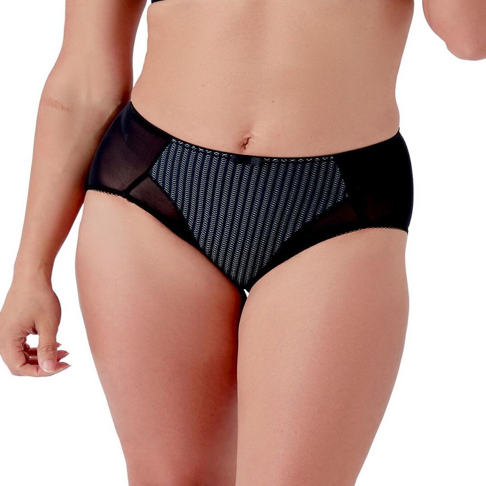 Berlei Women's Beauty Stripe Deep Brief, Black (Black/Grey), Small