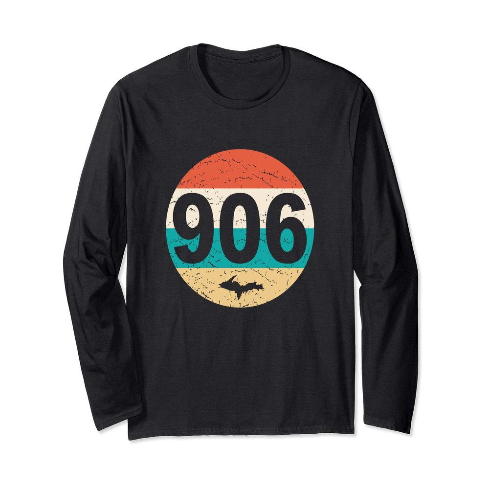 906 U.P. Yooper Retro Vintage Upper Peninsula Of Michigan Long Sleeve T-Shirt