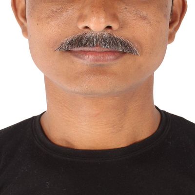 HPO Men's Human Hair Mustache Cosplay Facial Hair (Grey)