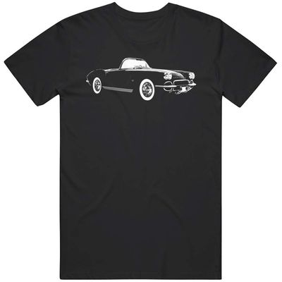1962 Corvette 3 Quarter View Silhouette T Shirt 3XL Black