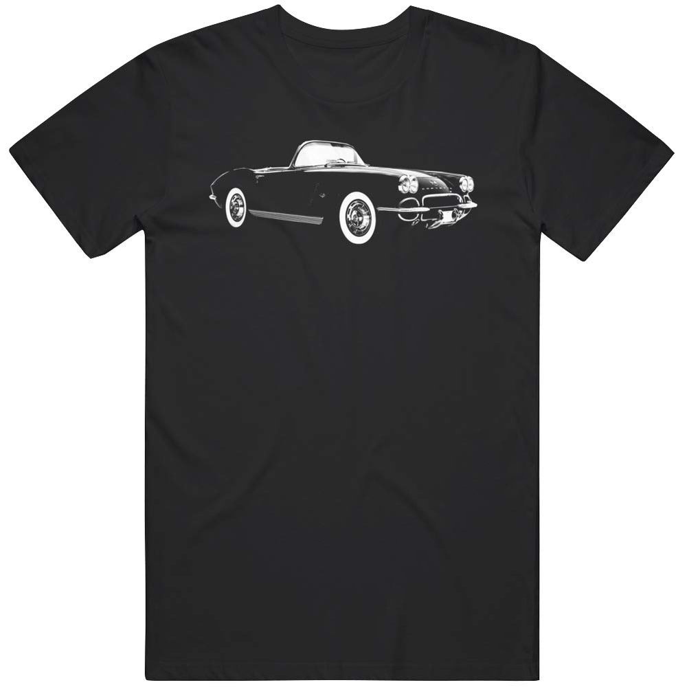 1962 Corvette 3 Quarter View Silhouette T Shirt 3XL Black