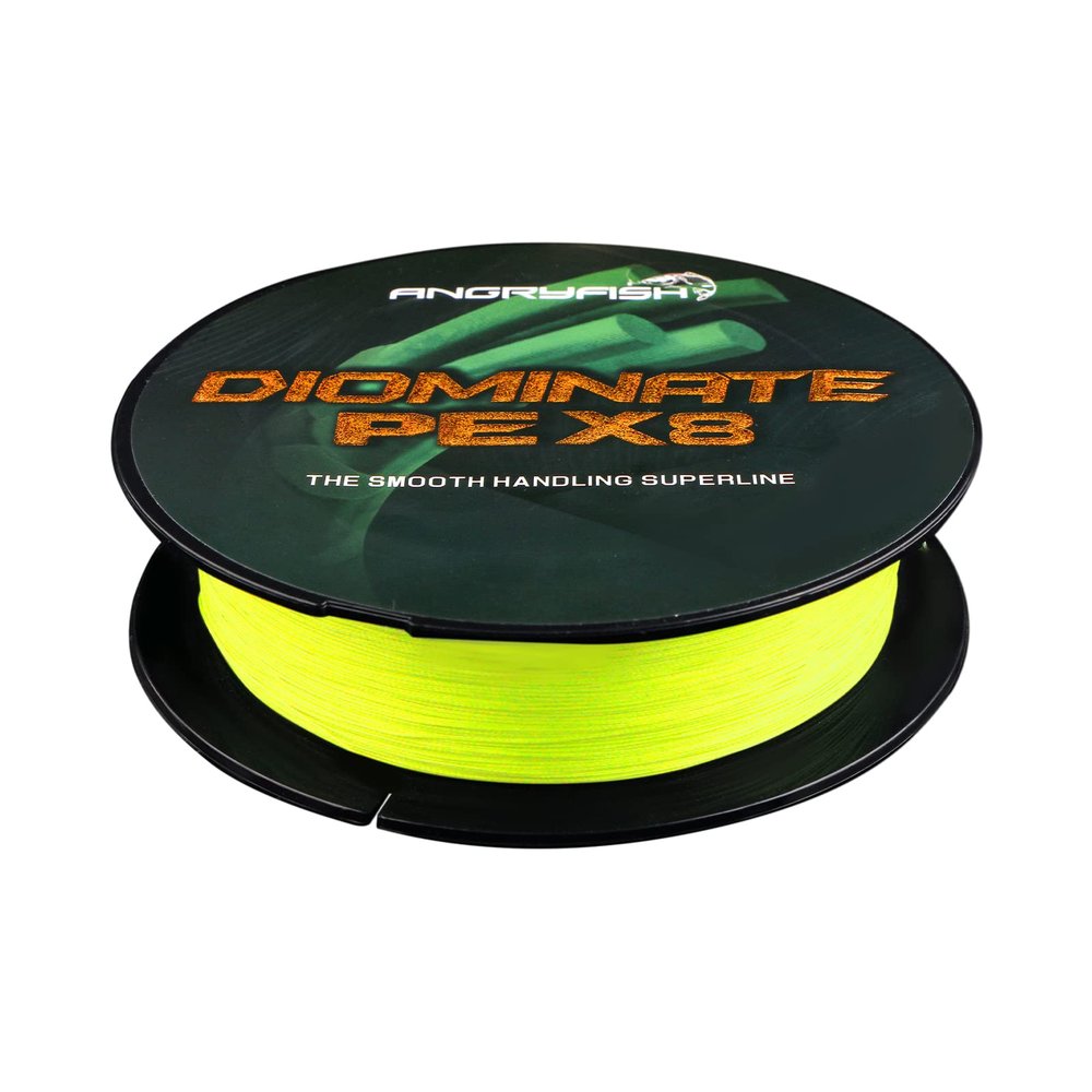 ANGRYFISH 4 Stands 500M/547Y Super Strong Braided Fishing Line Abrasion Resistant Superline Zero Stretch Small Diameter(Yellow,15LB/0.12MM/547YDS)