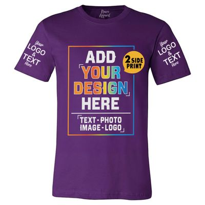 Custom T Shirt for Men Women Add Your Own Text Front Back 2 Sided Personalized T-Shirt Purple