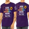 Custom T Shirt for Men Women Add Your Own Text Front Back 2 Sided Personalized T-Shirt Purple view 3