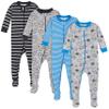 Gerber Baby Boys' 4-Pack Footed Pajamas, Dinosaurs Space Grey, 2T view 1