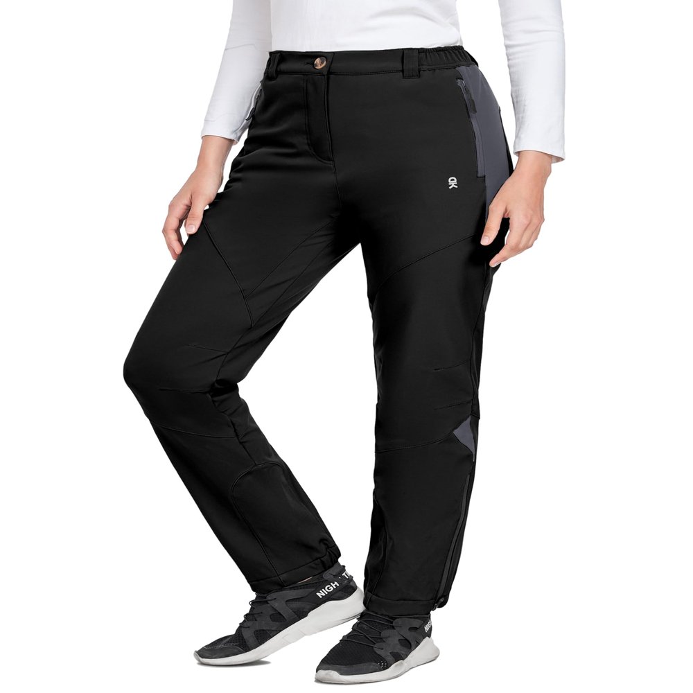 Little Donkey Andy Women's Fleece Lined Waterproof Softshell Pants Hiking Ski Snowboarding Pants Black Size XS