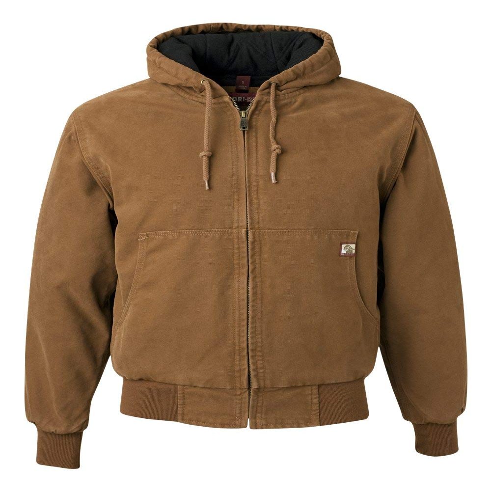 DRI Duck Cheyenne Men's Cotton Canvas Hooded Work Jacket, 5020, Large, Saddle