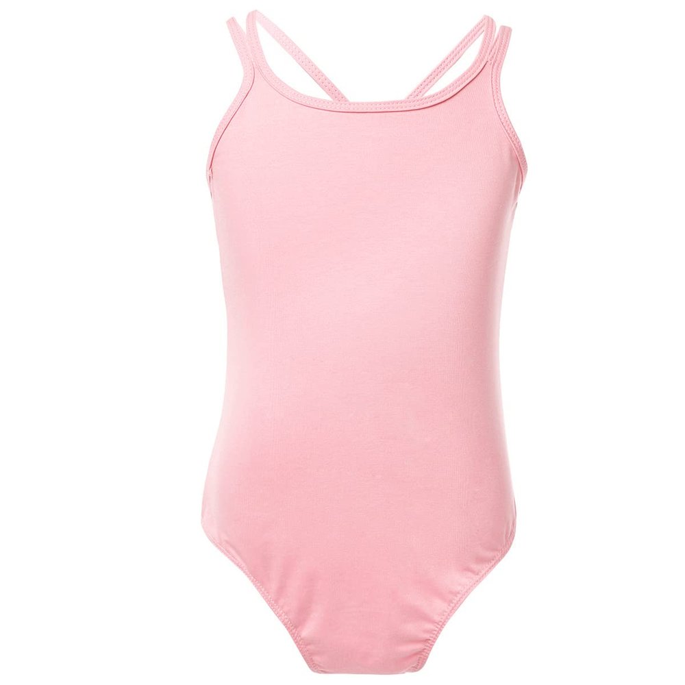 dPois Kids Girls' Double Strap Criss Cross Back Ballet Dance Leotard Gymnastics One-Piece Camisole Bodysuit Pink 3-4 Years