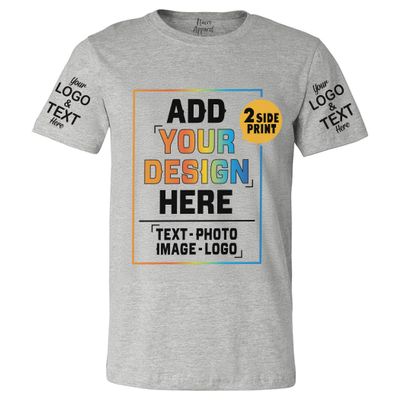 Custom T Shirt for Men Women Add Your Own Text Front Back 2 Sided Personalized T-Shirt Athletic Heather