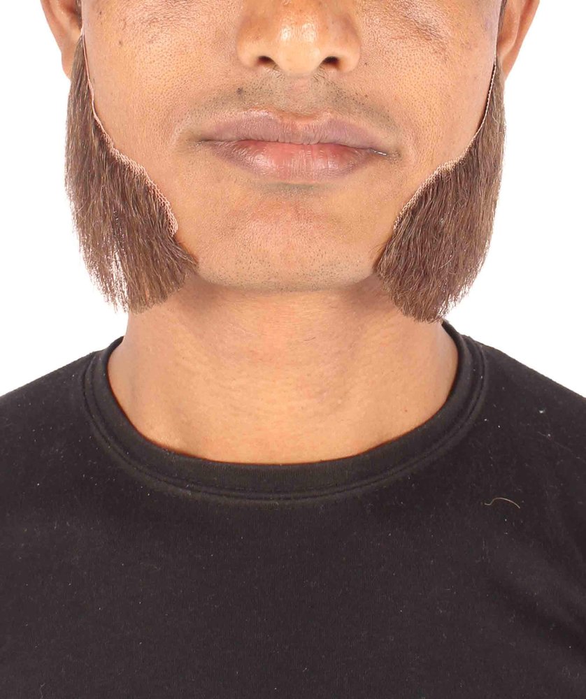 HPO Men's Human Hair Side Burns Cosplay Facial Hair (Mix-Brown)