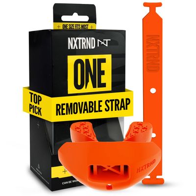 Nxtrnd One Football Mouth Guard, Strap Included, Fits Adult & Youth (Orange)